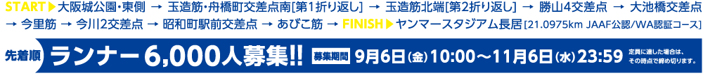 大阪ハーフマラソン - 先着順ランナー6,000人募集!!